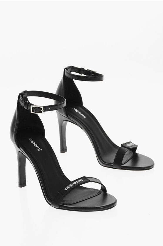 COPERNI LEATHER SKINNY STRAP SANDALS WITH LOGO 9CM