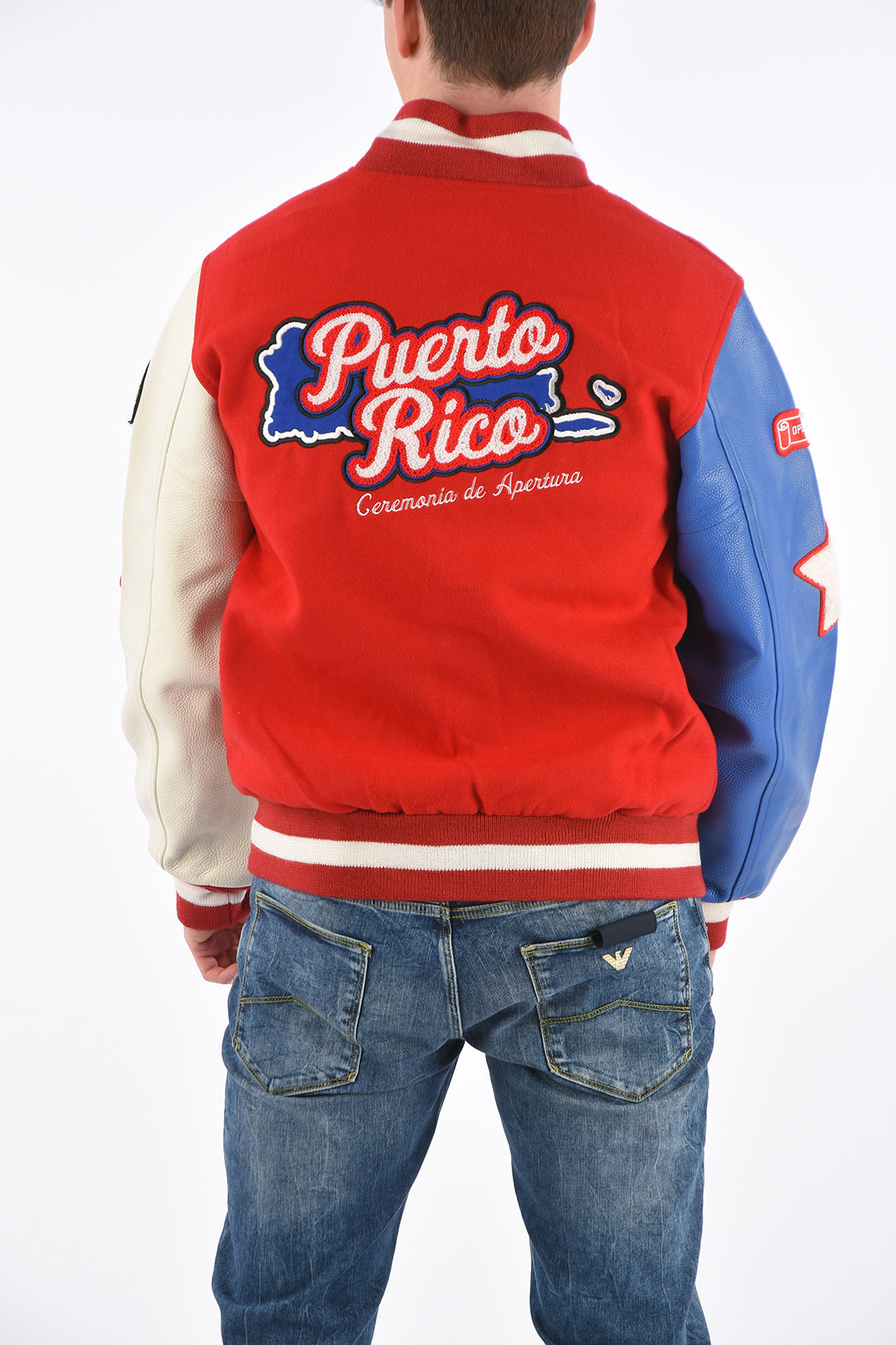 Opening Ceremony Leather Sleeve PUERTO RICO Varsity Bomber herren