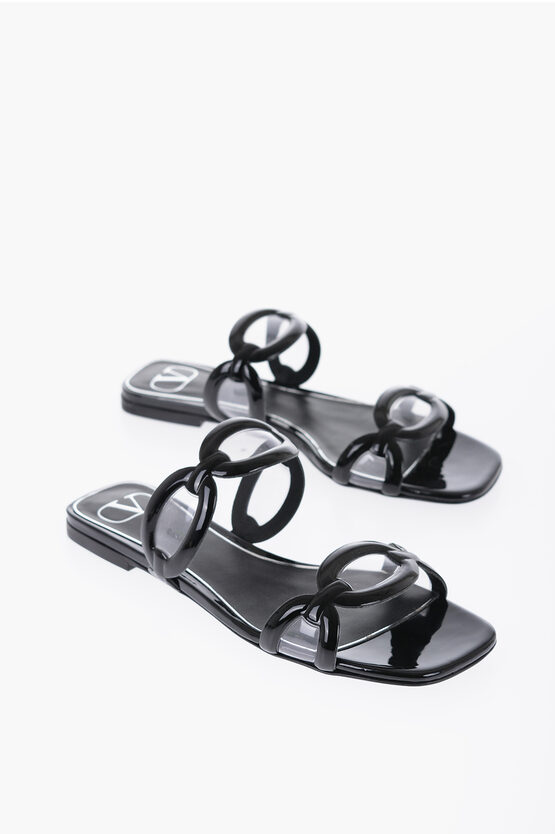 Shop Valentino Leather Slides With Clear Details