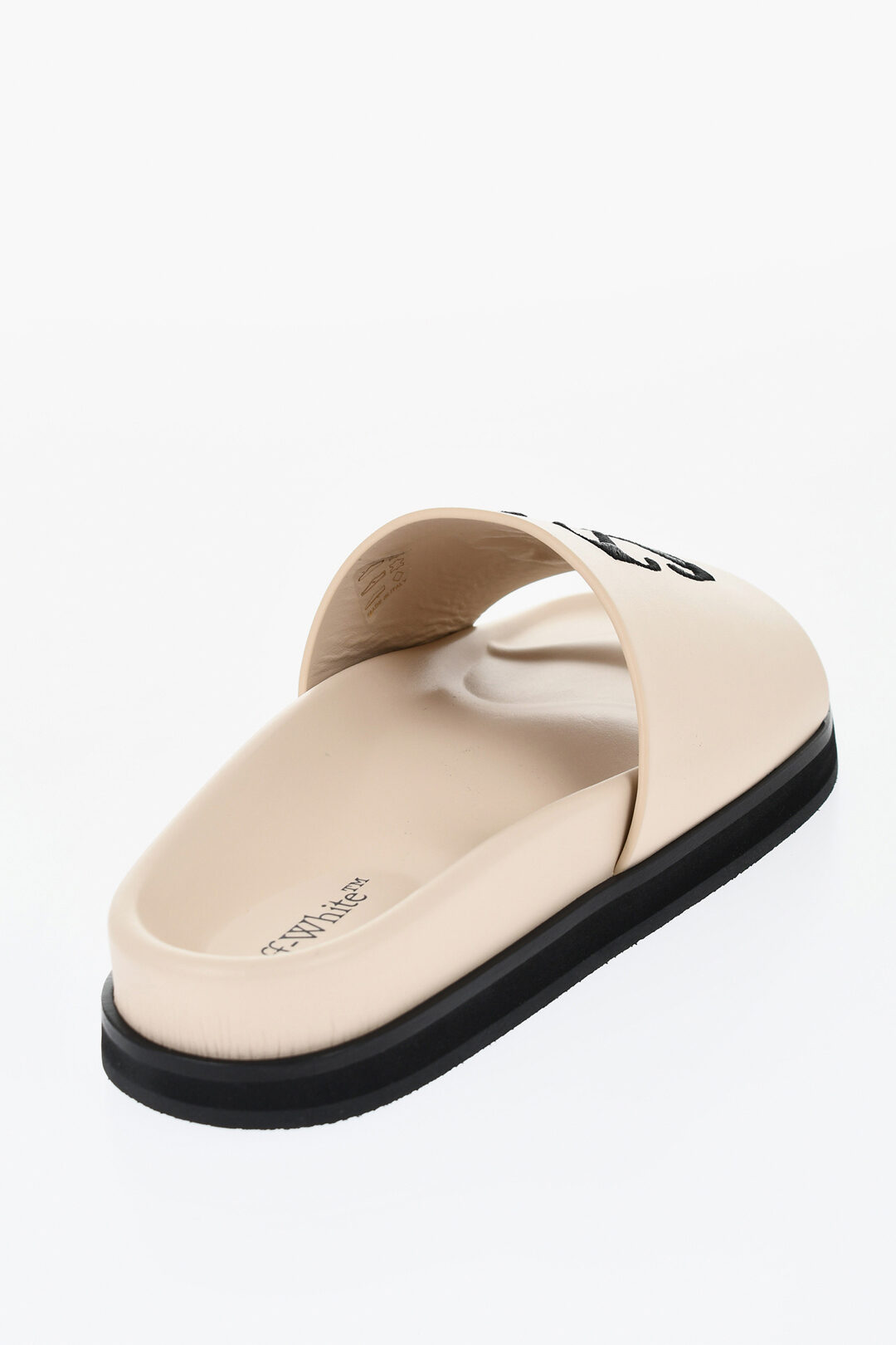 Off-White Leather Slides With Embroidered Logo men - Glamood
