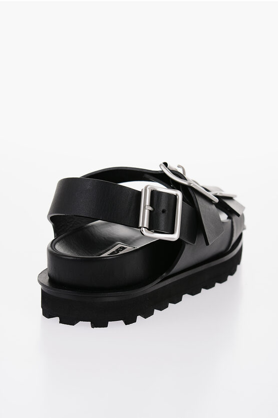 Jil Sander Leather Slingback Sandals with Double Buckle men