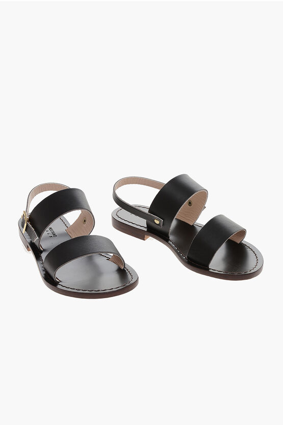 Capri Positano Sandals Leather Slingback Sandals In Black