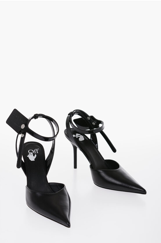 Off-white Leather Slingbacks With Patent Detail