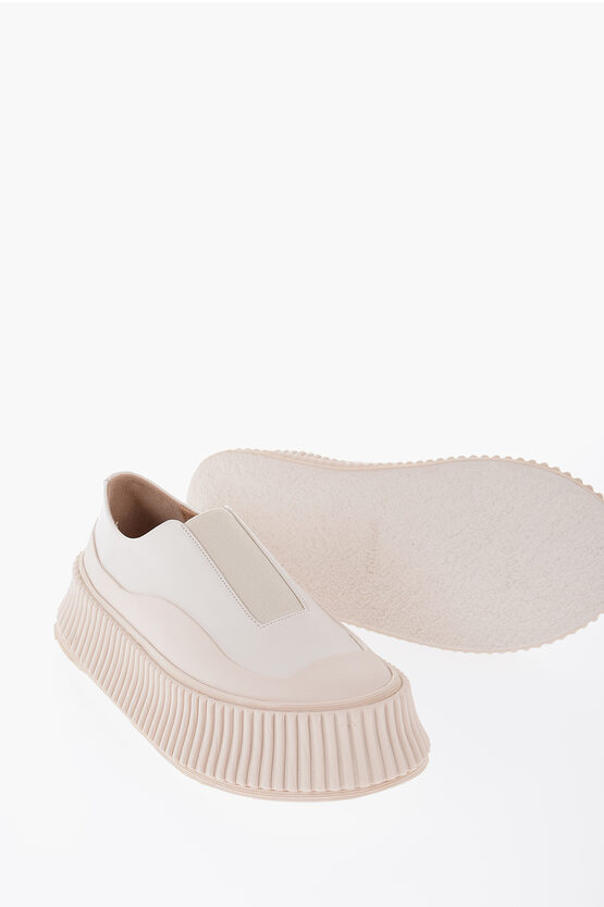 Jil Sander Leather Slip-on Trainers With Platform Sole In Multi