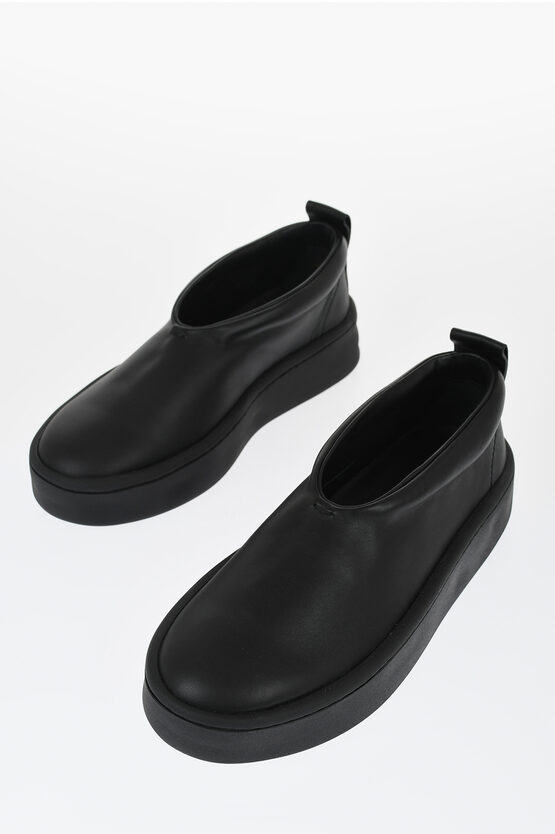 Jil Sander Leather Slip-on Sneakers With Rubber Sole