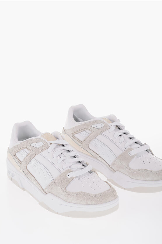 Puma Leather Slipstream Premium Low Top Sneakers In Neutral