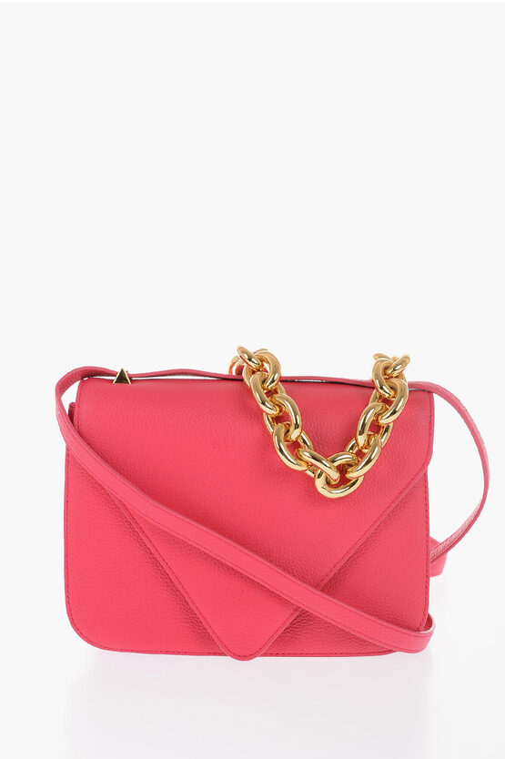 Bottega Veneta Leather Small Mount Messenger Bag With Golden Chain And Remo In Pink