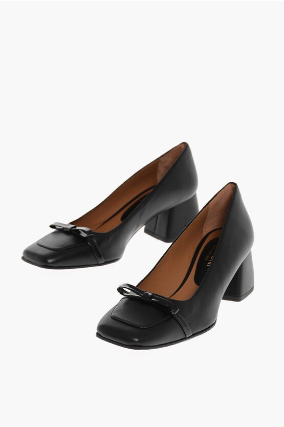 Testoni Leather Square Toe Norma Pumps Heel 5.5cm