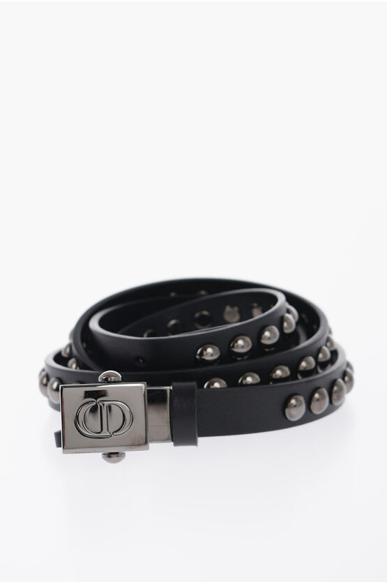 Shop Dior Leather Studded Belt 15mm