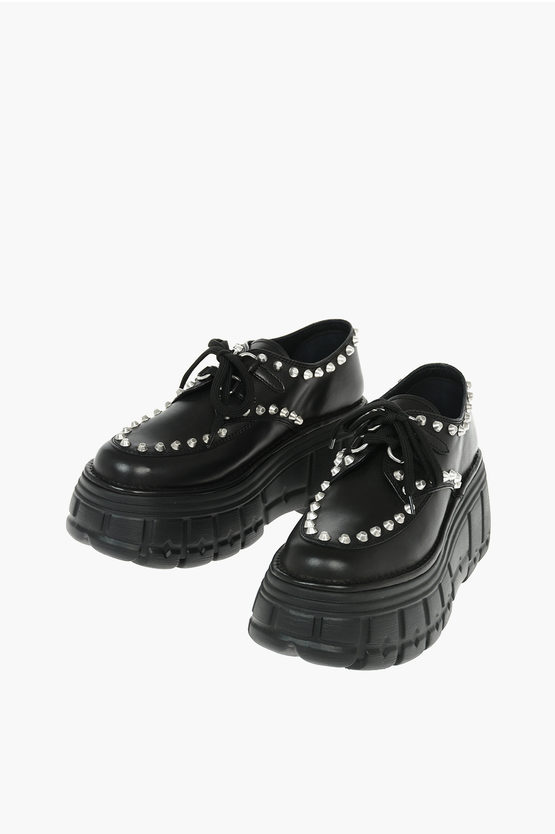 Miu Miu Leather Studded Derby Shoes with Statement Sole
