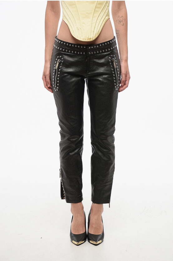 Dsquared2 Leather Studded Pants In Black