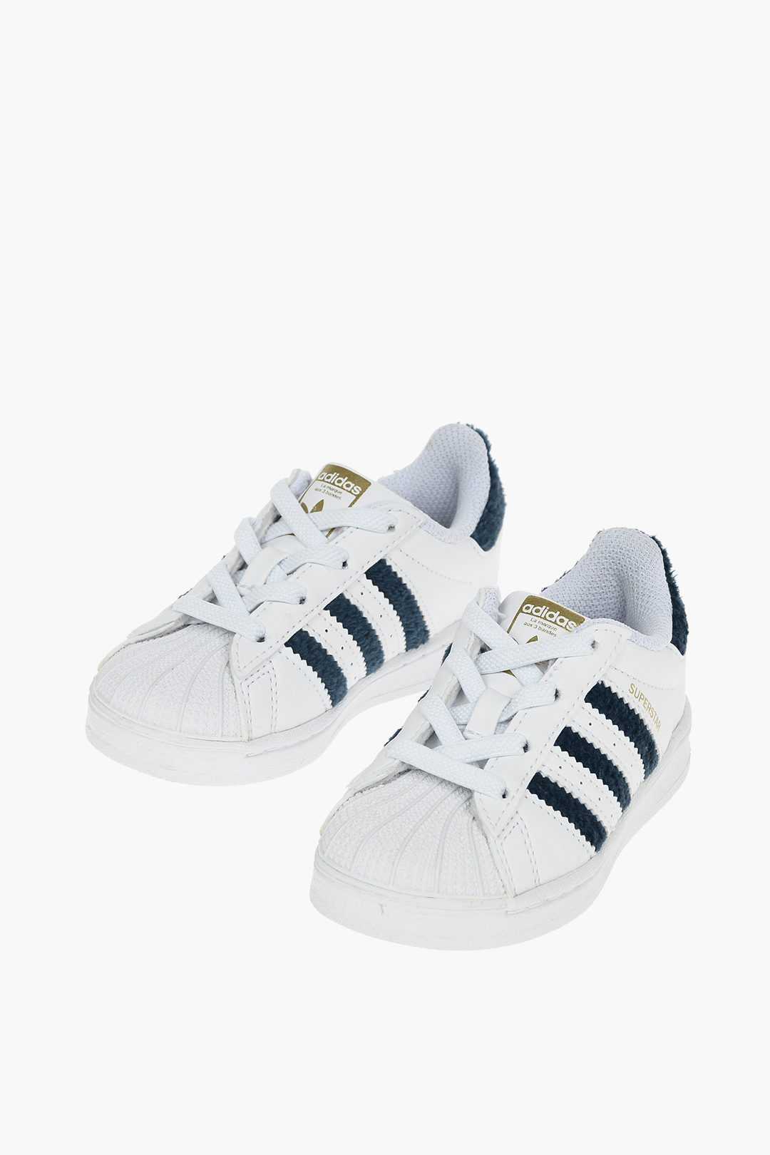 Adidas Kids leather SUPERSTAR I sneakers with fabric trimmings unisex children boys girls - Glamood Outlet