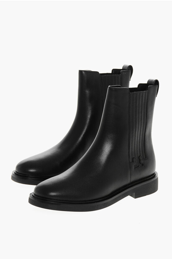 Tory Burch Chelsea Ankle Boots With T-shaped Finishes In Black