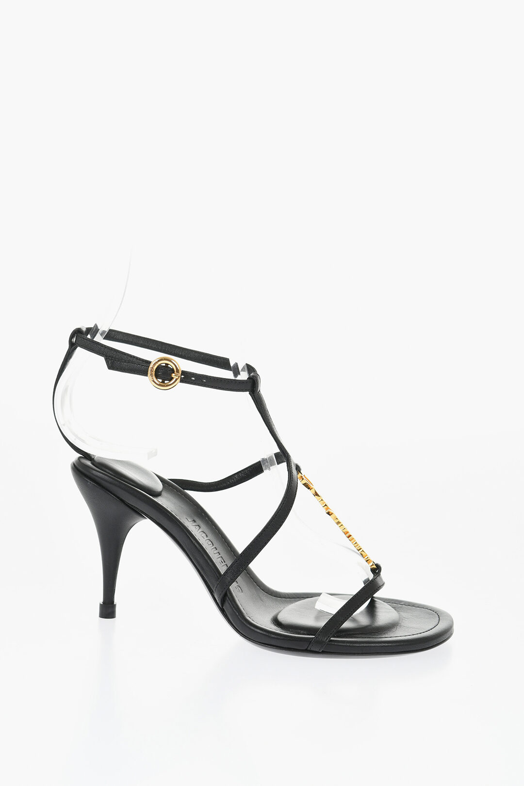 HIGH-HEELED T-STRAP SANDAL IN WHITE CALFSKIN main image 1