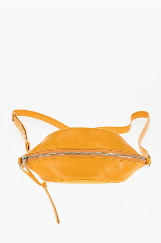 Jil Sander Leather Taco Crossbody Bag With Zip Closure