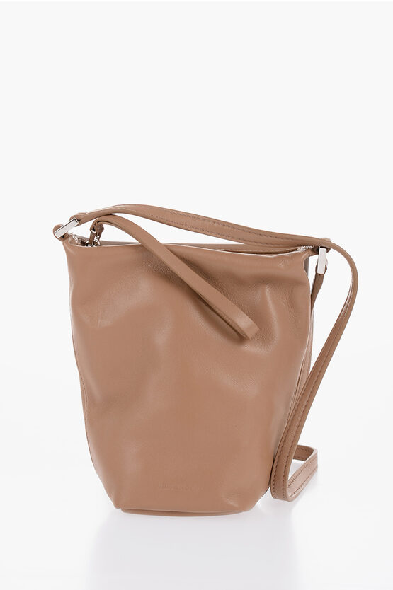 Jil Sander Leather Take Away Mini Crossbody Bag With Zipped Closure In Brown