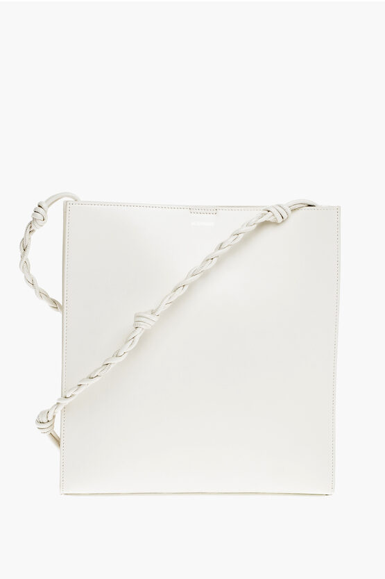 Jil Sander Leather Tangle Shoulder Bag In White
