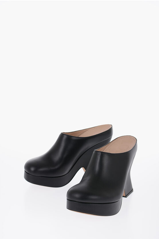 Loewe Womens Black Terra Curved-heel Leather Heeled Mules