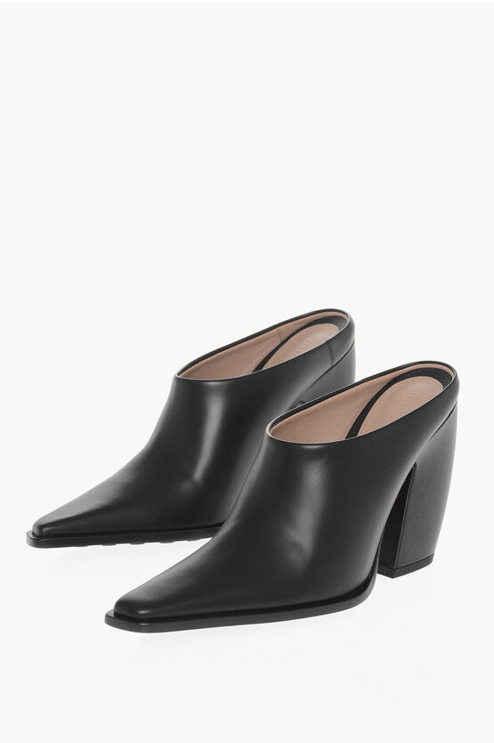 Bottega Veneta Leather Tex Mules With Covered Heel 10cm