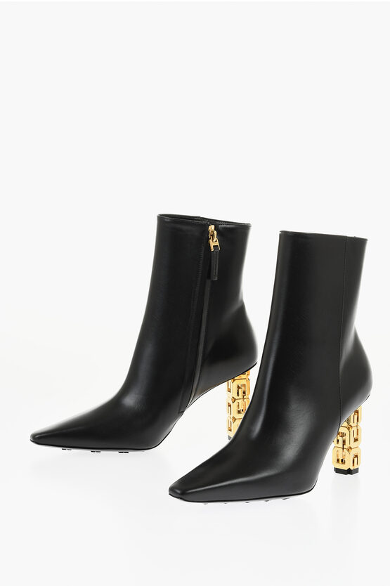 Givenchy Leather The Cube Booties With Statement Heel 8cm In Black