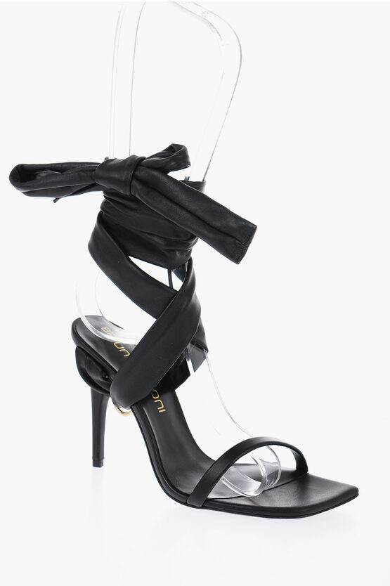 Bruno Frisoni Leather The Ring Sandals With Bow Heel 10.5cm In Black