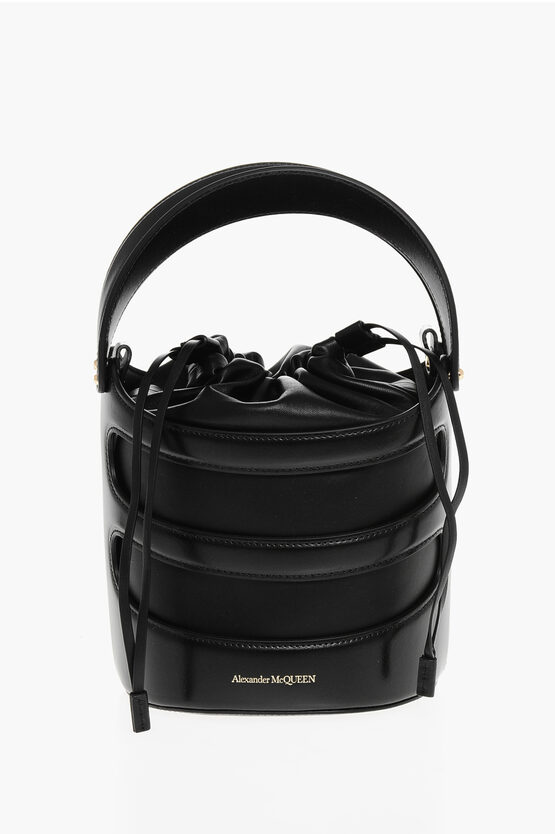 ALEXANDER MCQUEEN LEATHER THE RISE BUCKET BAG WITH REMOVABLE SHOULDER STRAP