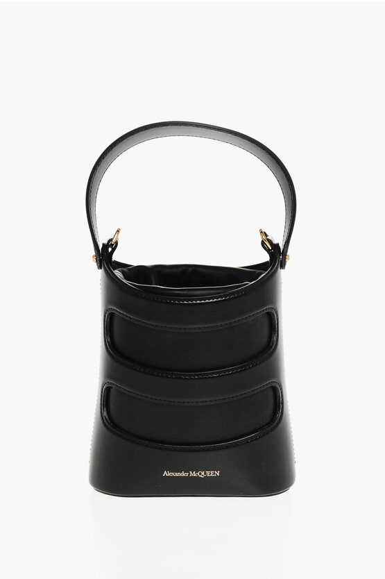 ALEXANDER MCQUEEN LEATHER THE RISE MINI BUCKET BAG WITH SHOULDER CHAIN