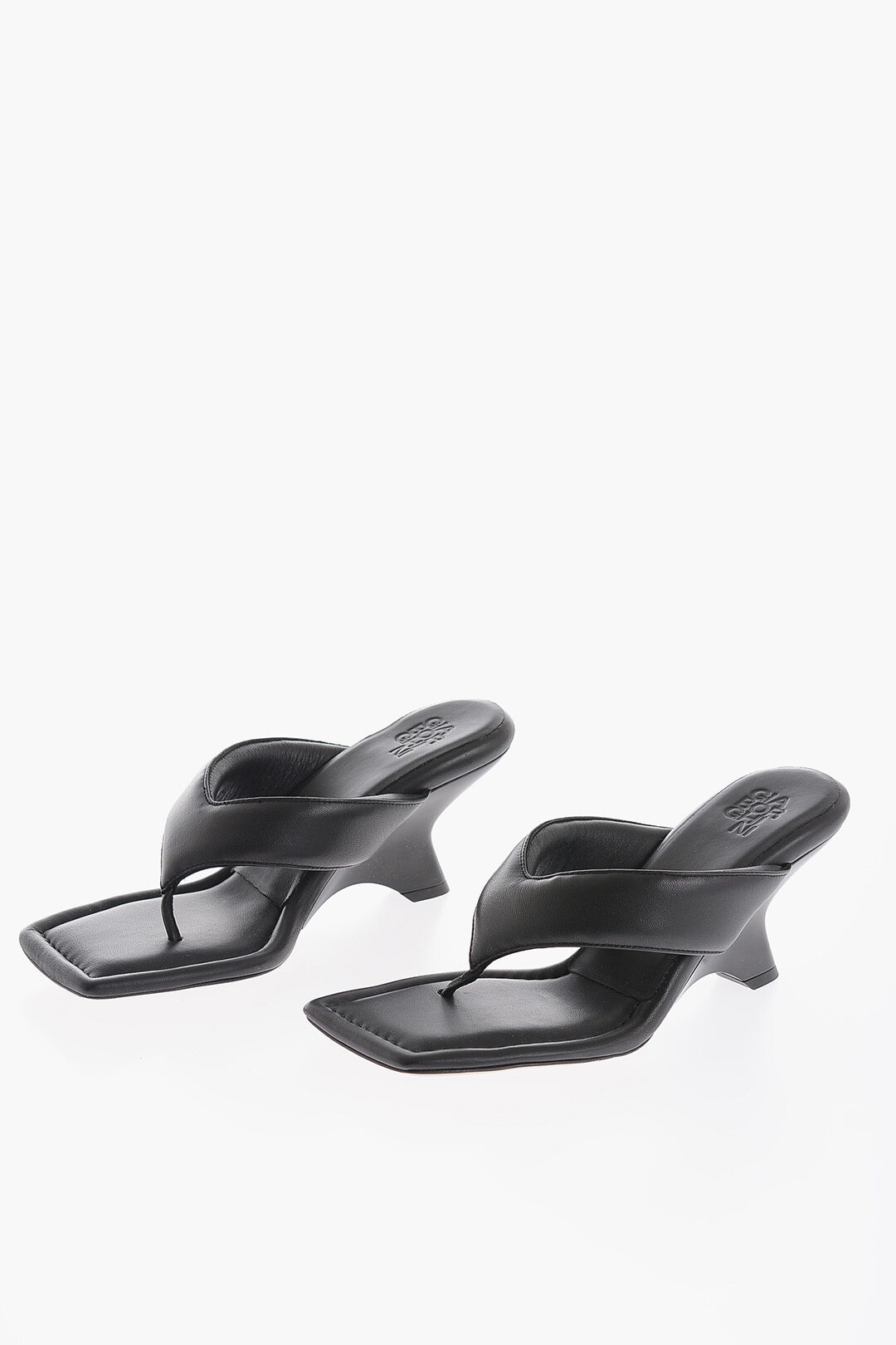 Giaborghini Leather Thong Sandals with Square Toe and Spool