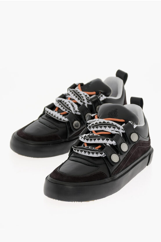 Marcelo Burlon County Of Milan Leather Ticinella Low Top Sneakers With Maxi Strings