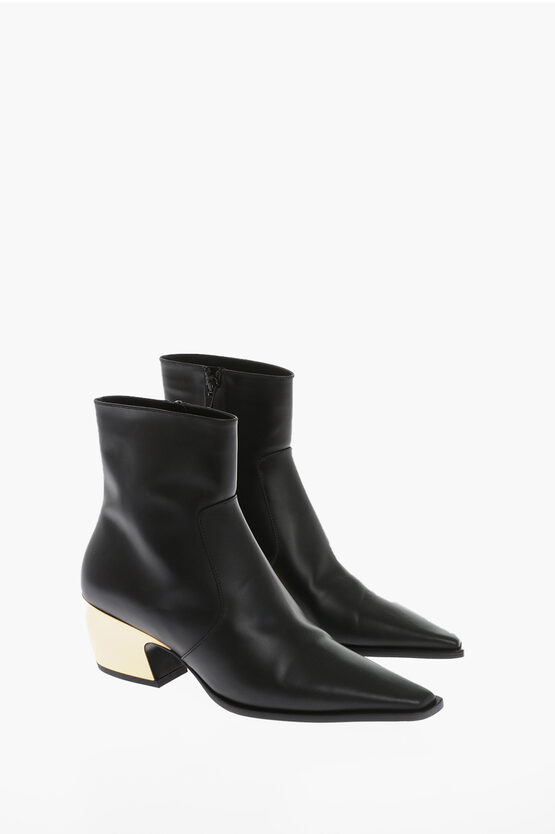 Shop Bottega Veneta Leather Tokyo Western Booties With Metal Heel 5cm