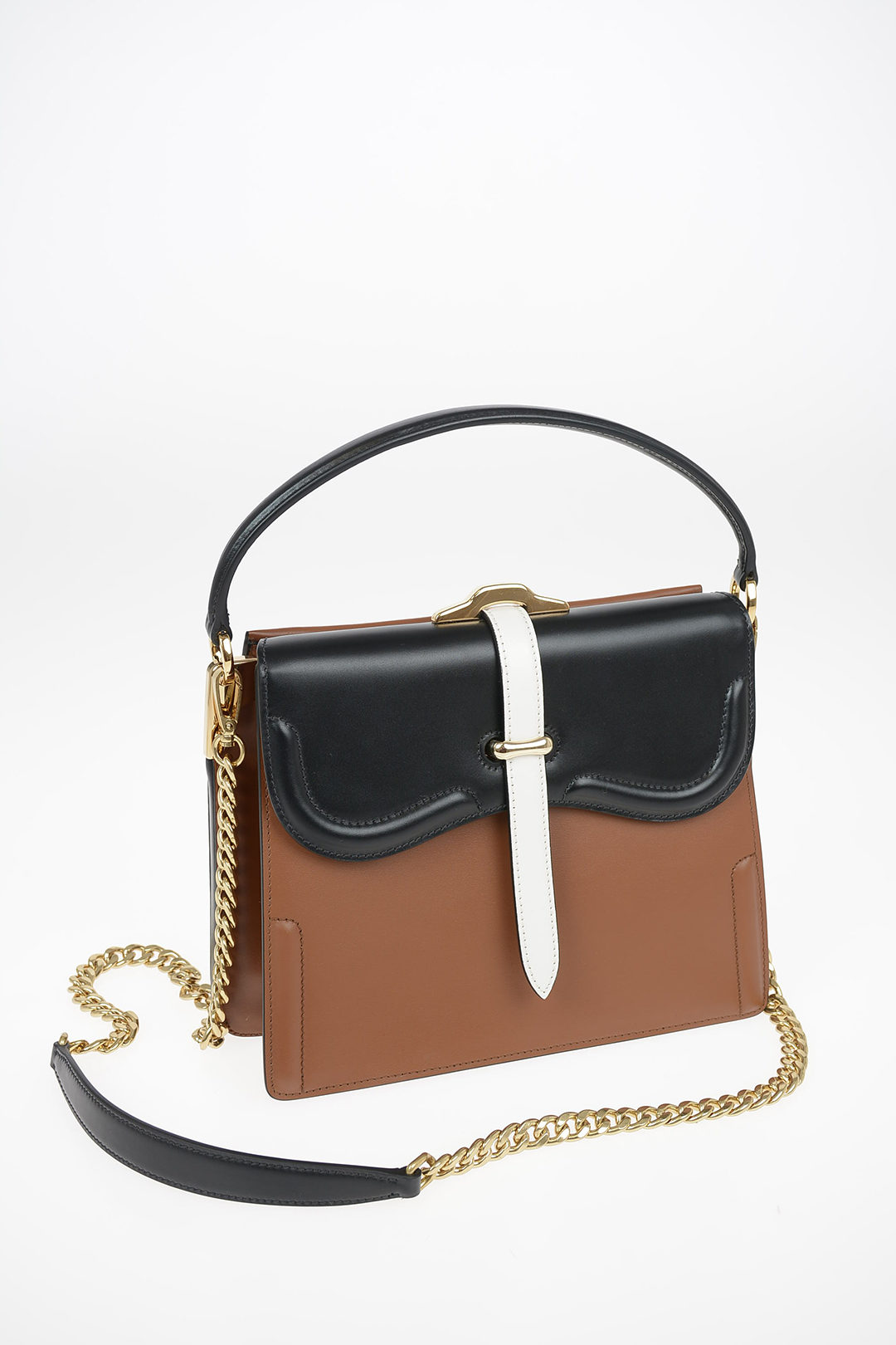 Leather Top Handle CITY Bag with Removable Shoulder Chain