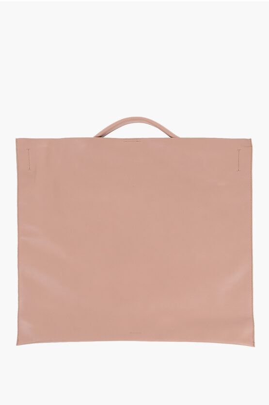 Jil Sander Leather Tote Bag With Snap Closure