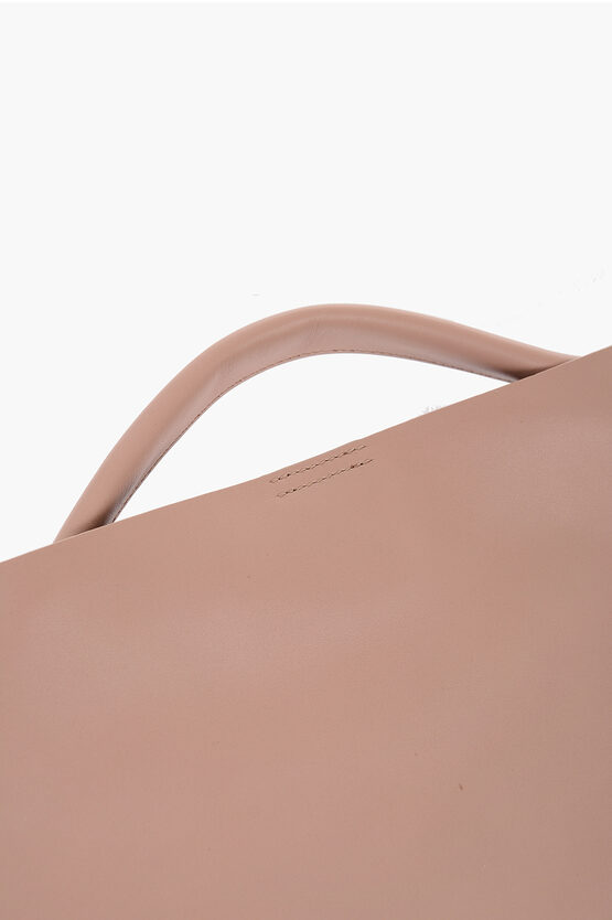 Leather Tote Bag with Snap Closure