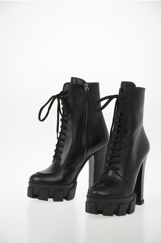 Prada Leather Boots Prada Platform Combat Boots Prada Black Chunky