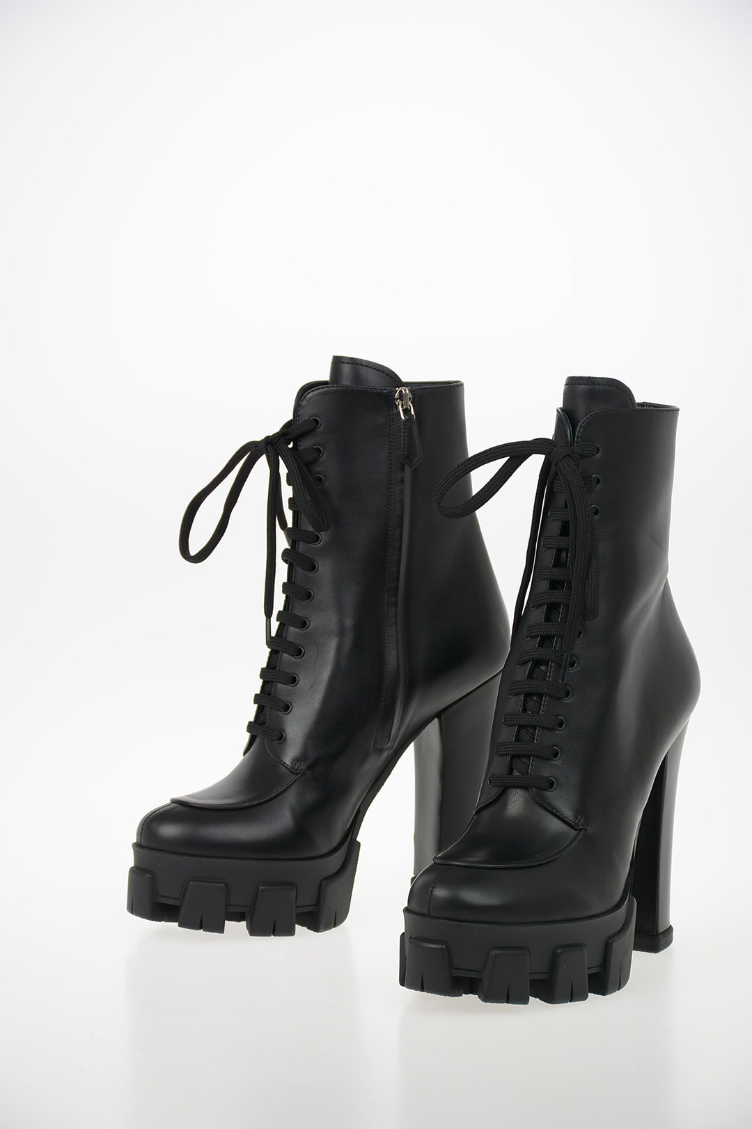 Prada Leather Track Combat Boots 14cm women - Glamood Outlet