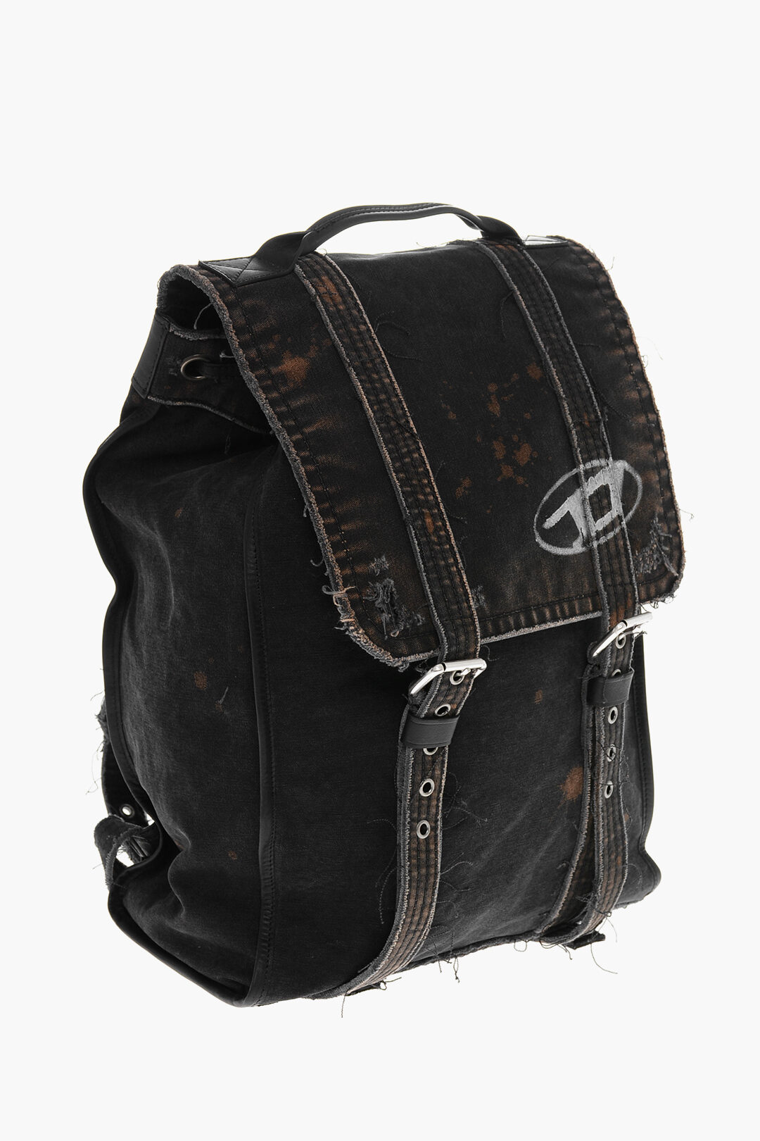diesel Vintage Spare Parts backpack leather men Gray And Black