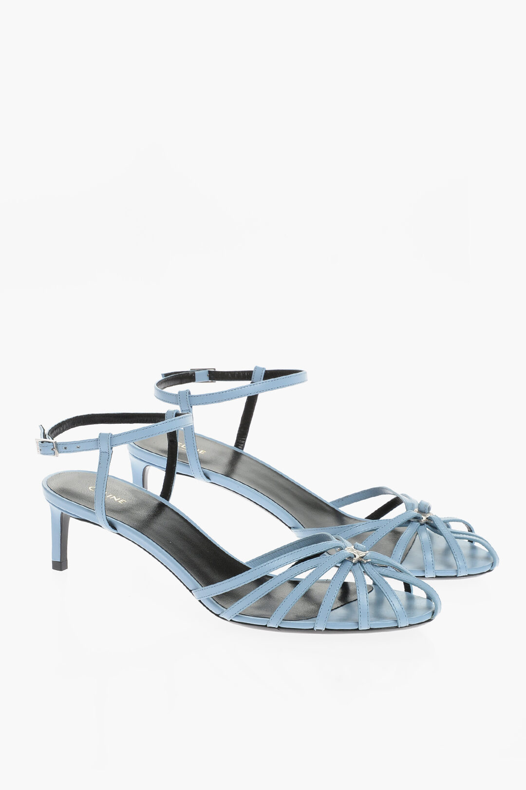 Celine Leather TRIOMPHE Ankle-Strap Sandals Heel 6cm women