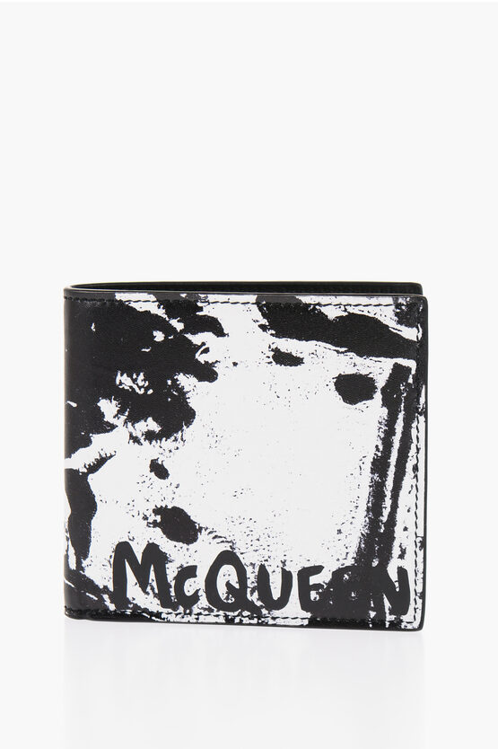 Shop Alexander Mcqueen Leather Two-tone Wallet With Logo-print