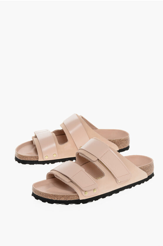 Birkenstock Leather Uji Sandals With Touch Strap Closure In Neutral