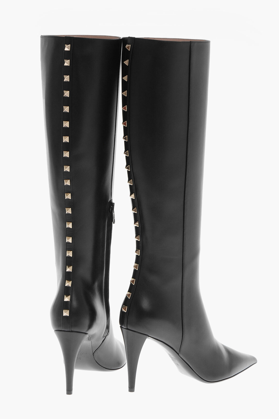 Palomino Leather Knee High Boots with Fringe and Studs