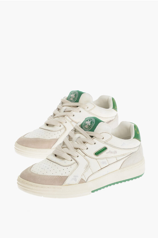 Shop Palm Angels Leather University Low-top Sneakers Vintage Effect