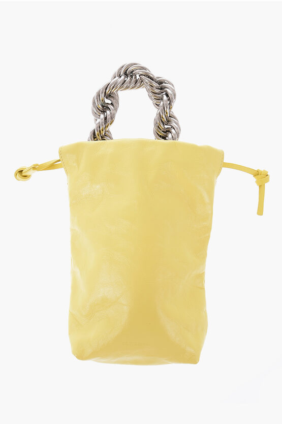 Jil Sander Leather V-sport Mini Bag With Chain Handle In Yellow