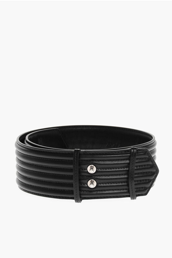 Shop Alaïa Leather Waist Belt Without Buckle 55mm