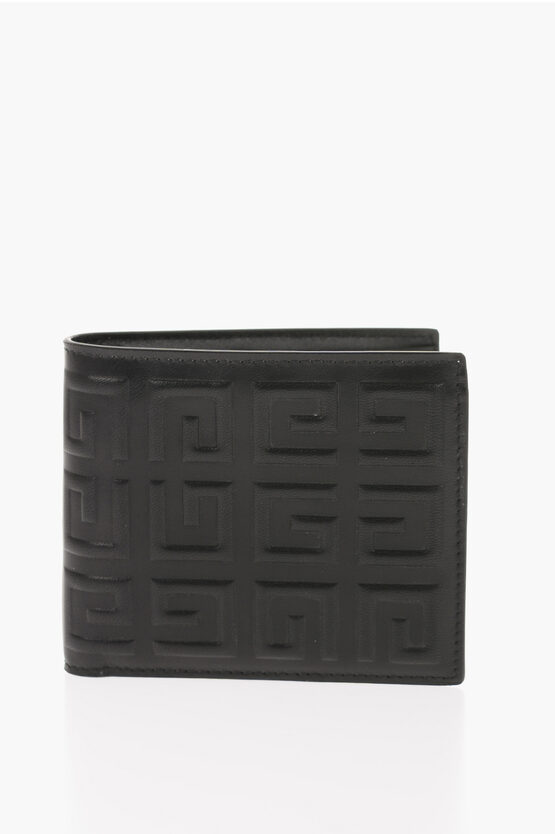 Givenchy Leather Wallet With Embossed Logo In Black
