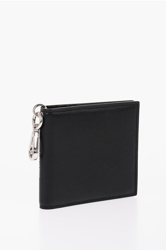 Alexander Mcqueen Leather Wallet With Keyring Inner In Black