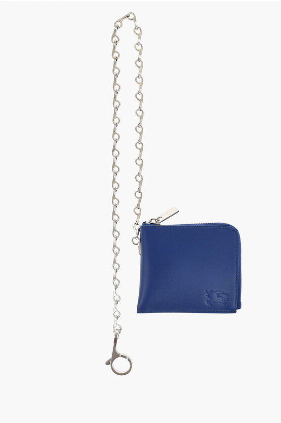 Burberry Leather Wallet With Silver-tone Chain