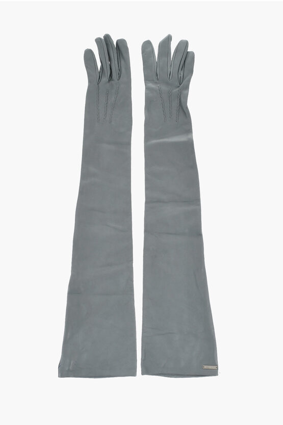 Dsquared2 Leather Warm Gloves With Logo Tag Grösse 7