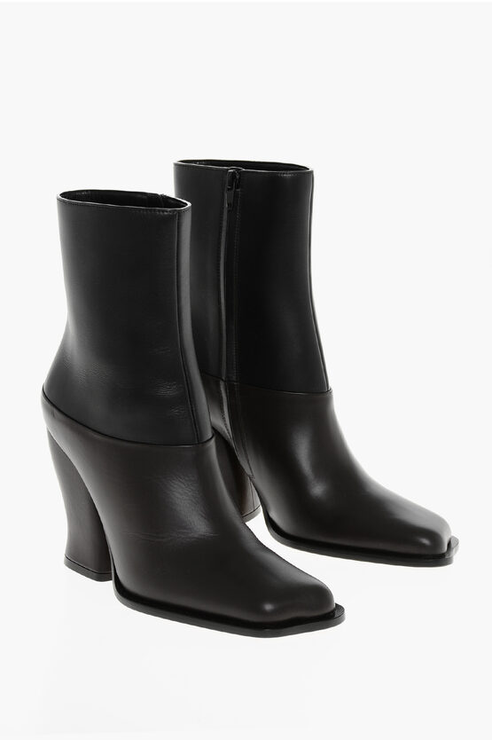 Loewe Leather Western Booties With Covered Heel 10cm In Black