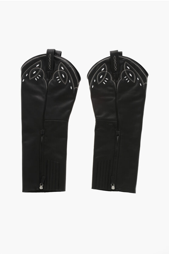 Dsquared2 Leather Western Gaiters With Inner Zip In Black