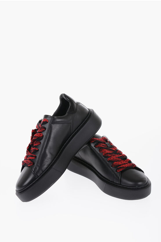 Shop Woolrich Leather W's All Around Low Top Sneakers With Contrasting Str